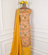 Silk Yellow Unstitched Suit